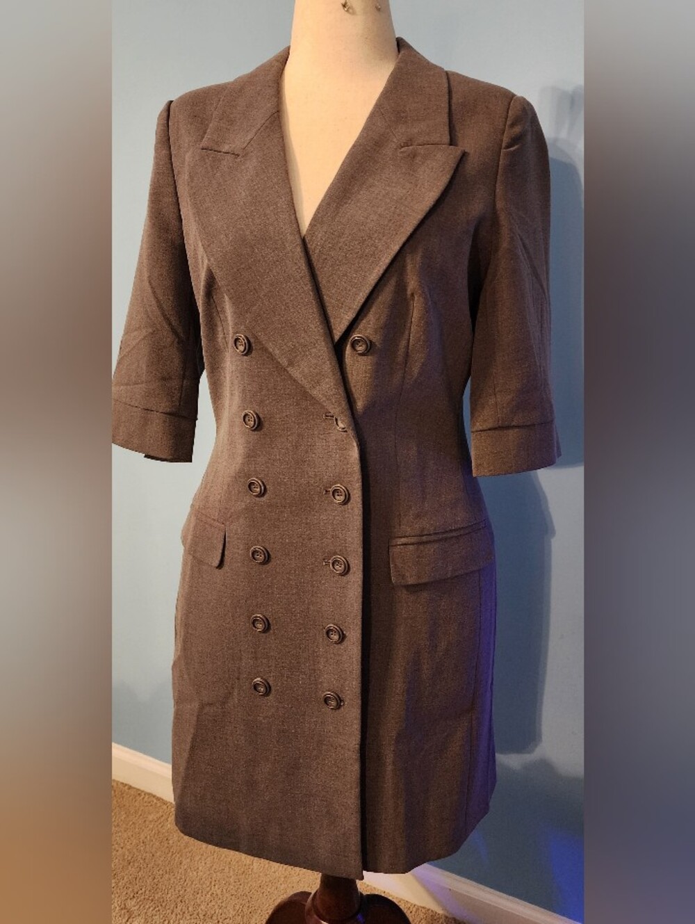 VENUS Grey, Double-Breasted Tailored Blazer Dress